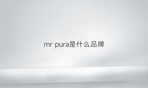 mrpura是什么品牌(mrsorb是什么牌子)